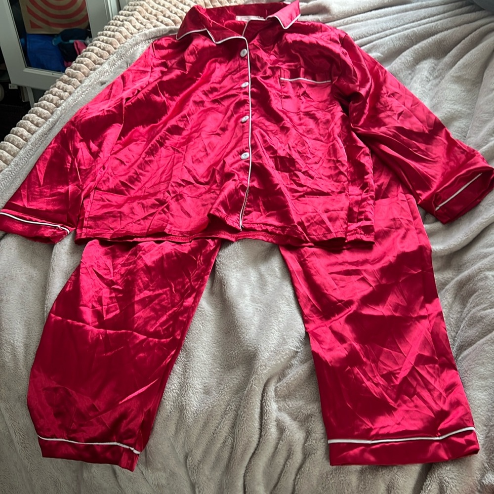 Red Satin Two Peiece Night Set